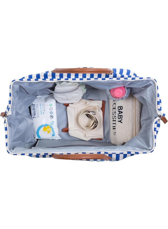 إيروريكس حقيبة تغيير الحفاضات المخططة للأمهات، حقيبة كبيرة باللون الأزرق الكهربائي، أزرق فاتح - Image 4