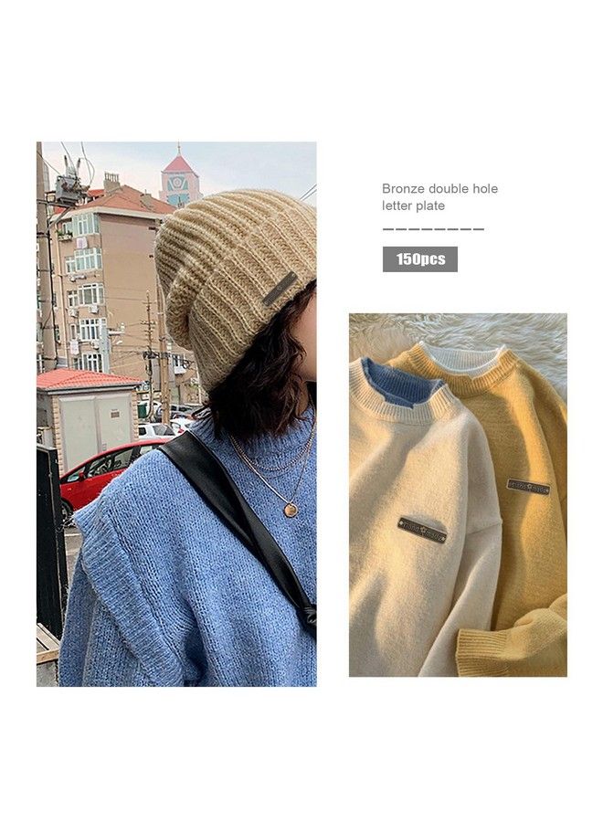 Micro Traders 150 قطعة علامات معدنية مصنوعة يدويًا مع ثقبين ملحقات ديي للجينز والحقائب والأحذية والقبعات وصنع المجوهرات والحرف اليدوية هدايا 25X6 مم مستطيل برونزي - Image 4