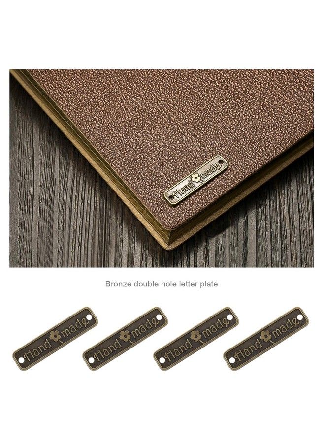 Micro Traders 150 قطعة علامات معدنية مصنوعة يدويًا مع ثقبين ملحقات ديي للجينز والحقائب والأحذية والقبعات وصنع المجوهرات والحرف اليدوية هدايا 25X6 مم مستطيل برونزي - Image 3