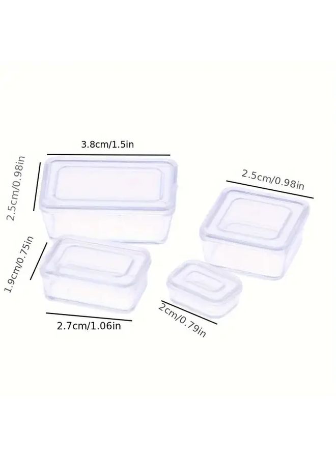 4 Pcs Miniature Dollhouse Lunch Boxes With Lids Blue Red Pink Clear Bento Food Storage - Image 2