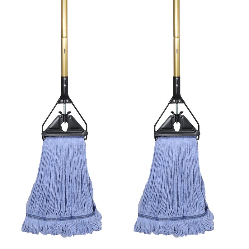 Midoneat Commercial Industrial Heavy Duty Mop with Long Handle58 LoopedEnd String Wet Cotton Mops for Floor Cleaning 2packs