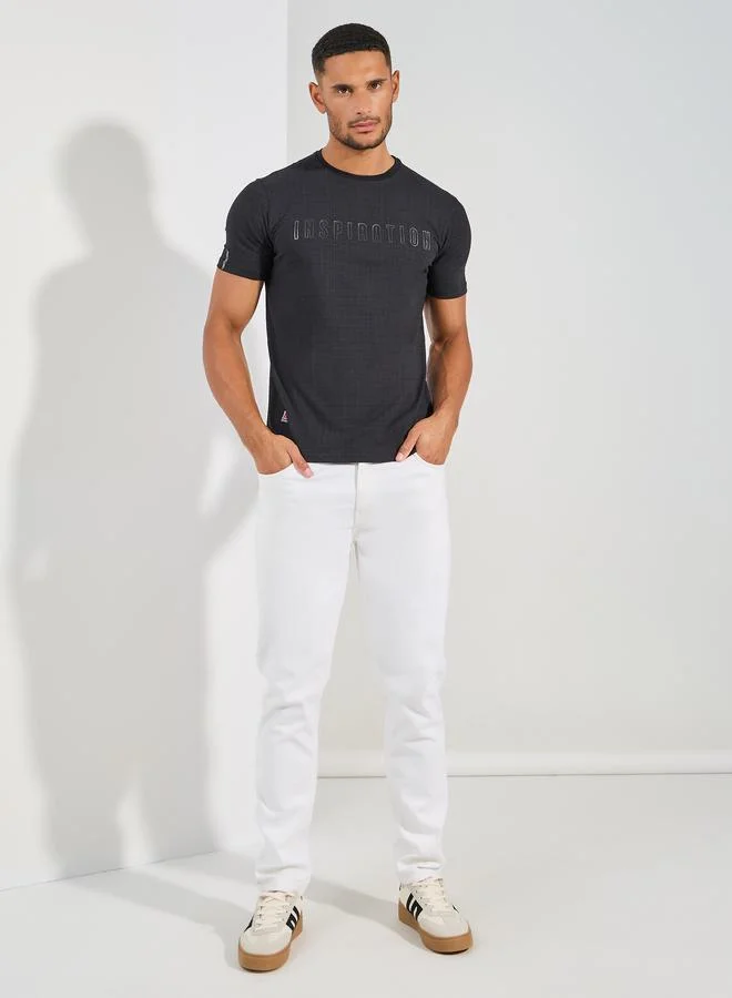 فورت كولينز Slogan Placement Print Crew Neck T-Shirt by Styli