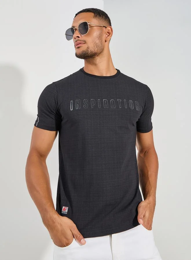 فورت كولينز Slogan Placement Print Crew Neck T-Shirt by Styli
