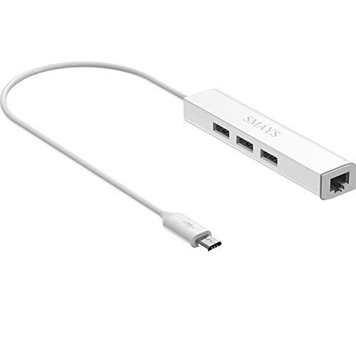 Smays Micro USB OTG to Ethernet Adapter with Powered Hub - Compatible with Raspberry Pi Zero, Older Android Devices, and Google Chromecast - Image 1