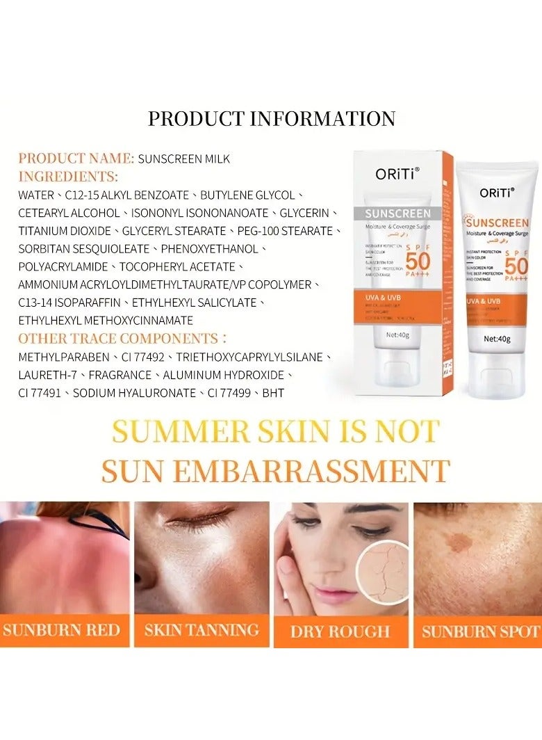 ORiTi Light Beige-Caring Sunscreen - Sun Protection & Concealer in One, Moisturizing Brightening Isolation with / Anti-Oxidation Protection, Natural Tint 40g - Image 4