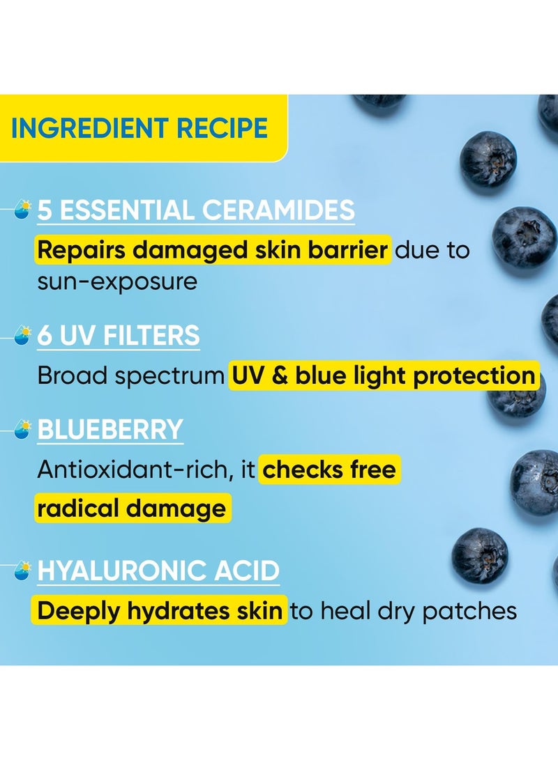 Dot & Key Blueberry Hydrate Barrier Repair Sunscreen SPF 50+, PA++++ | For Dry & Sensitive Skin | Non - Greasy Finish | No White Cast | UV & Blue Light Protection | Broad Spectrum 80G - Image 3