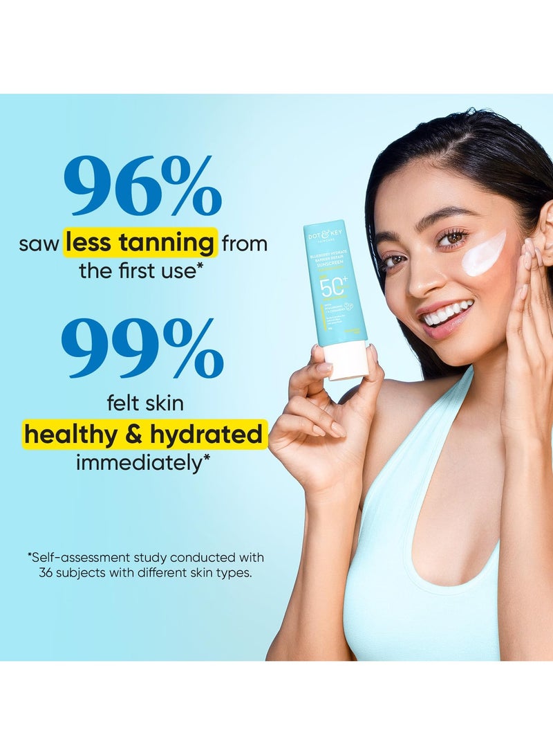 Dot & Key Blueberry Hydrate Barrier Repair Sunscreen SPF 50+, PA++++ | For Dry & Sensitive Skin | Non - Greasy Finish | No White Cast | UV & Blue Light Protection | Broad Spectrum 80G - Image 4