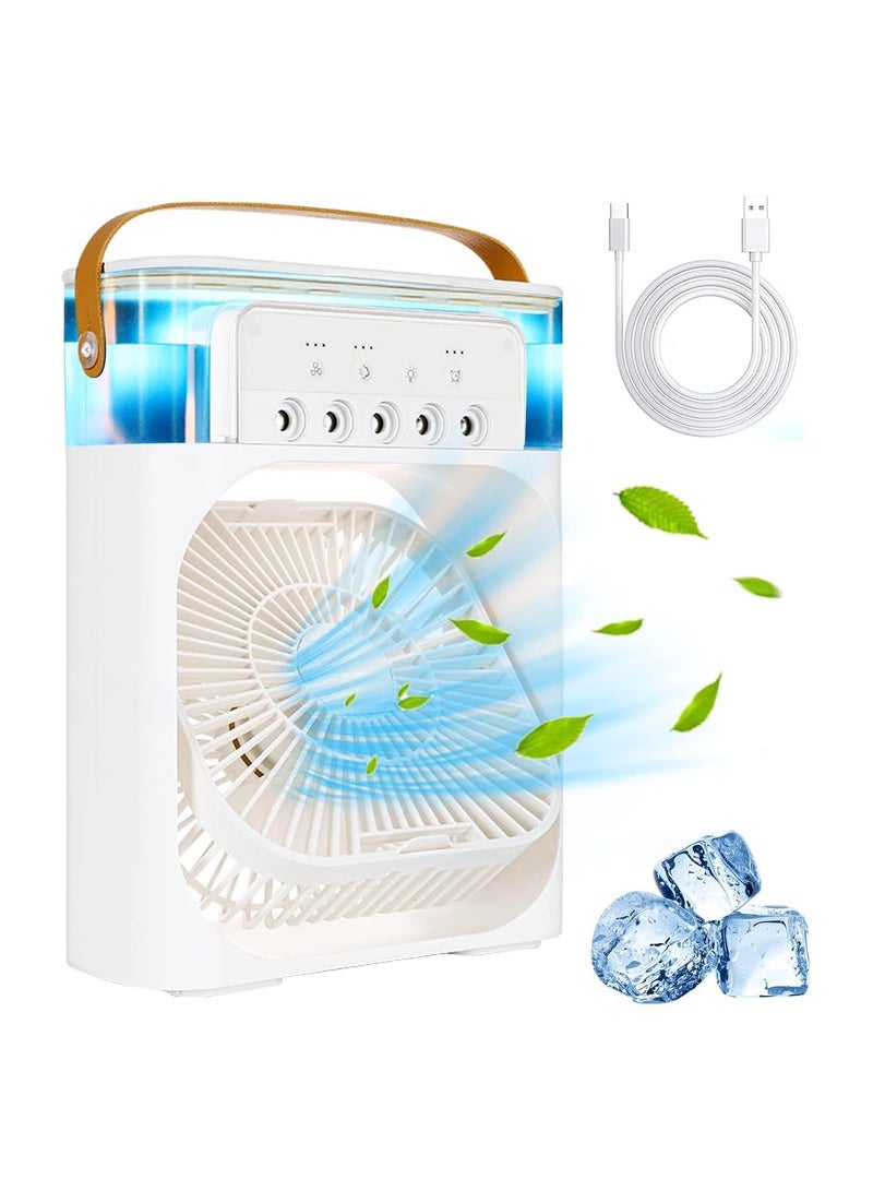 يوستيد مكيف هواء محمول مبرد هواء شخصي، مروحة تبريد هواء 3 في 1 مع 3 سرعات رياح، خزان مياه كبير، أضواء ليلية ملونة، مؤقت 6 ساعات، مبرد هواء تبخيري لغرفة النوم والمكتب المنزلي - Image 1