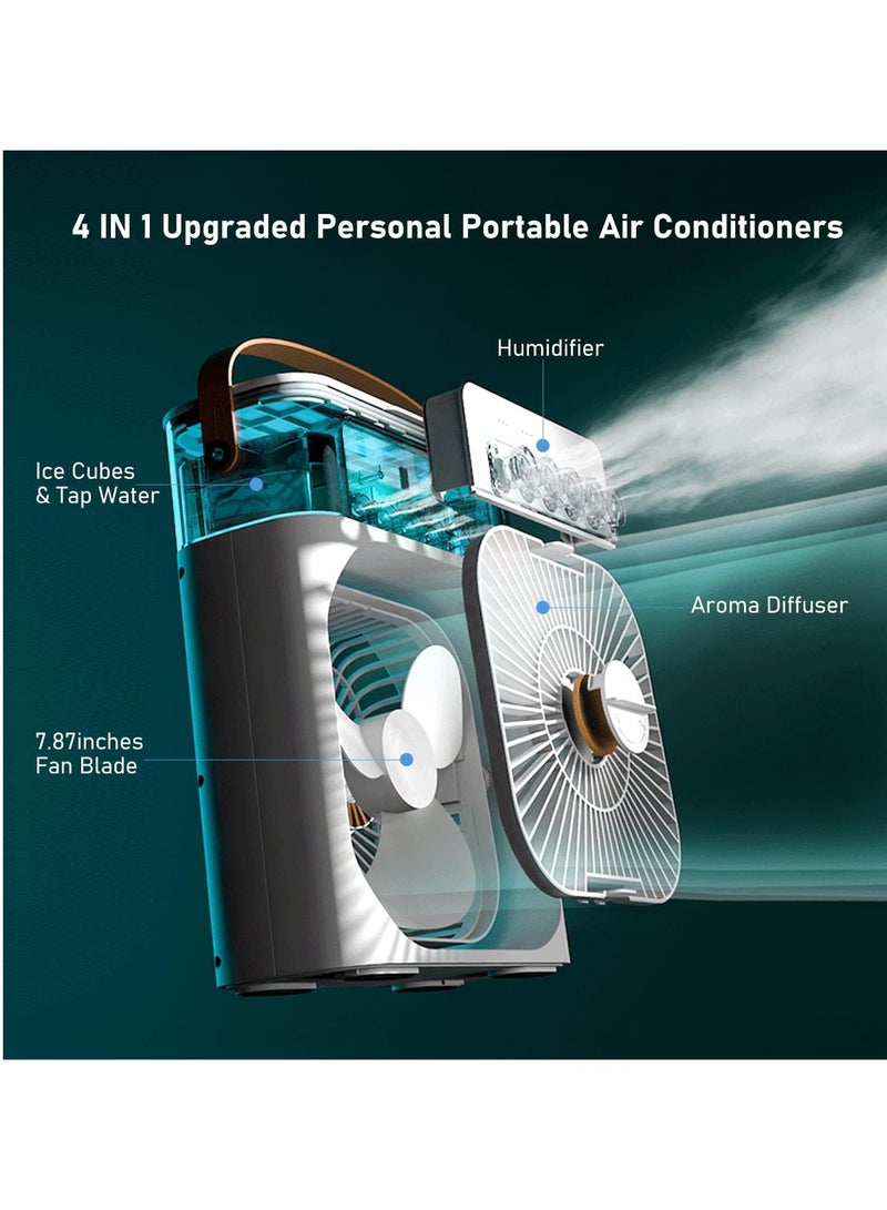 يوستيد مكيف هواء محمول مبرد هواء شخصي، مروحة تبريد هواء 3 في 1 مع 3 سرعات رياح، خزان مياه كبير، أضواء ليلية ملونة، مؤقت 6 ساعات، مبرد هواء تبخيري لغرفة النوم والمكتب المنزلي - Image 3