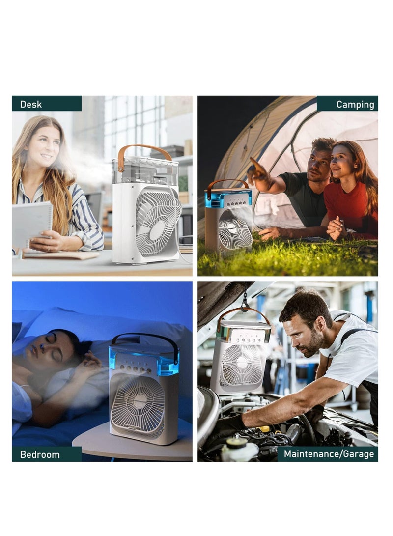 يوستيد مكيف هواء محمول مبرد هواء شخصي، مروحة تبريد هواء 3 في 1 مع 3 سرعات رياح، خزان مياه كبير، أضواء ليلية ملونة، مؤقت 6 ساعات، مبرد هواء تبخيري لغرفة النوم والمكتب المنزلي - Image 5