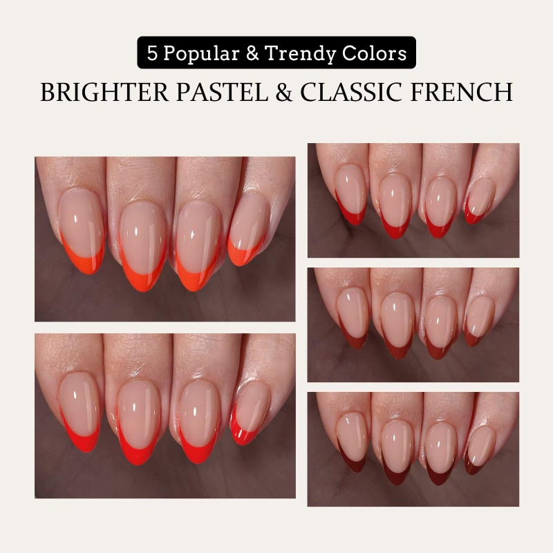 BTArtboxnails XCOATTIPS French Tip Press on Nails - Red French Tip Nails Almond, French Press on Nails Short, Soak Off Soft Gel Nail Extension 160Pcs - Image 4