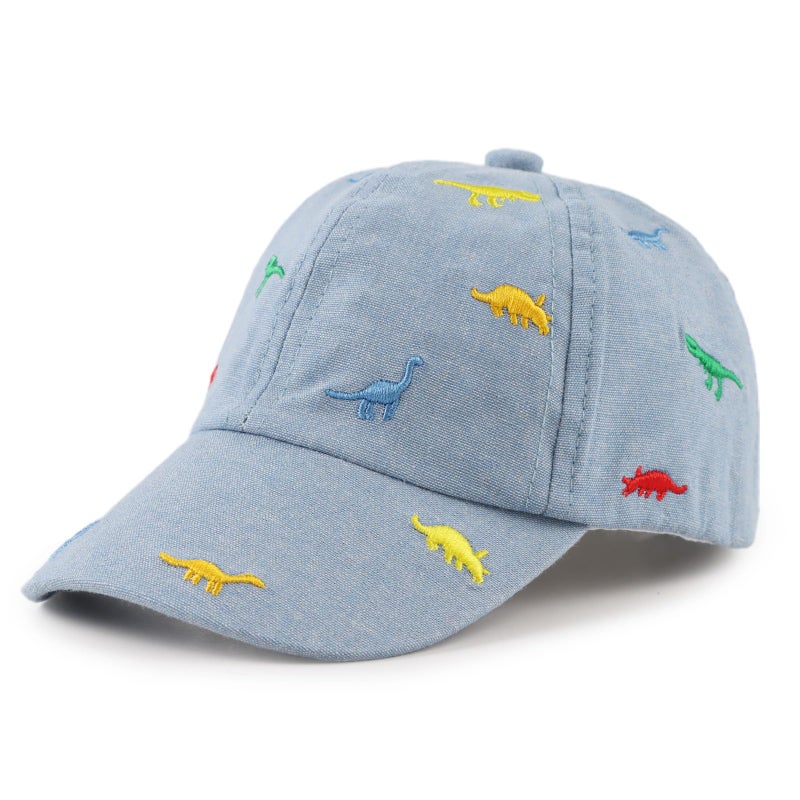 JANGANNSA Dinosaur Boys Girls Caps Camouflage Infant Toddler Baby Caps Cotton Kids Sun Hat Spring Summer 6M-4Y (Sky Blue Dinosaur, 18.9"(6-12 Months)) - Image 1