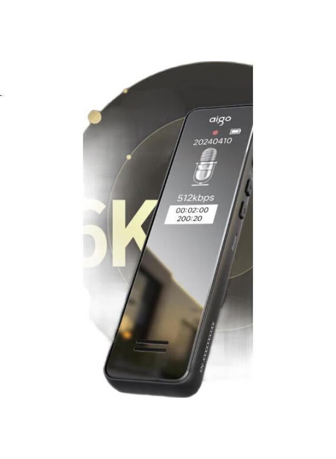 Aigo R6933Plus 64Gb Professional Voice Recorder, One-Button Recording Device, Voice-To Meeting Recorder, Study Training Interview, Glossy Black - Image 1