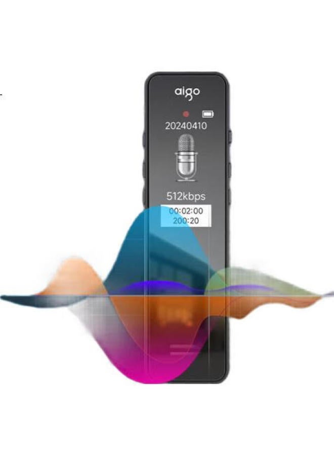 Aigo R6933Plus 64Gb Professional Voice Recorder, One-Button Recording Device, Voice-To Meeting Recorder, Study Training Interview, Glossy Black - Image 2