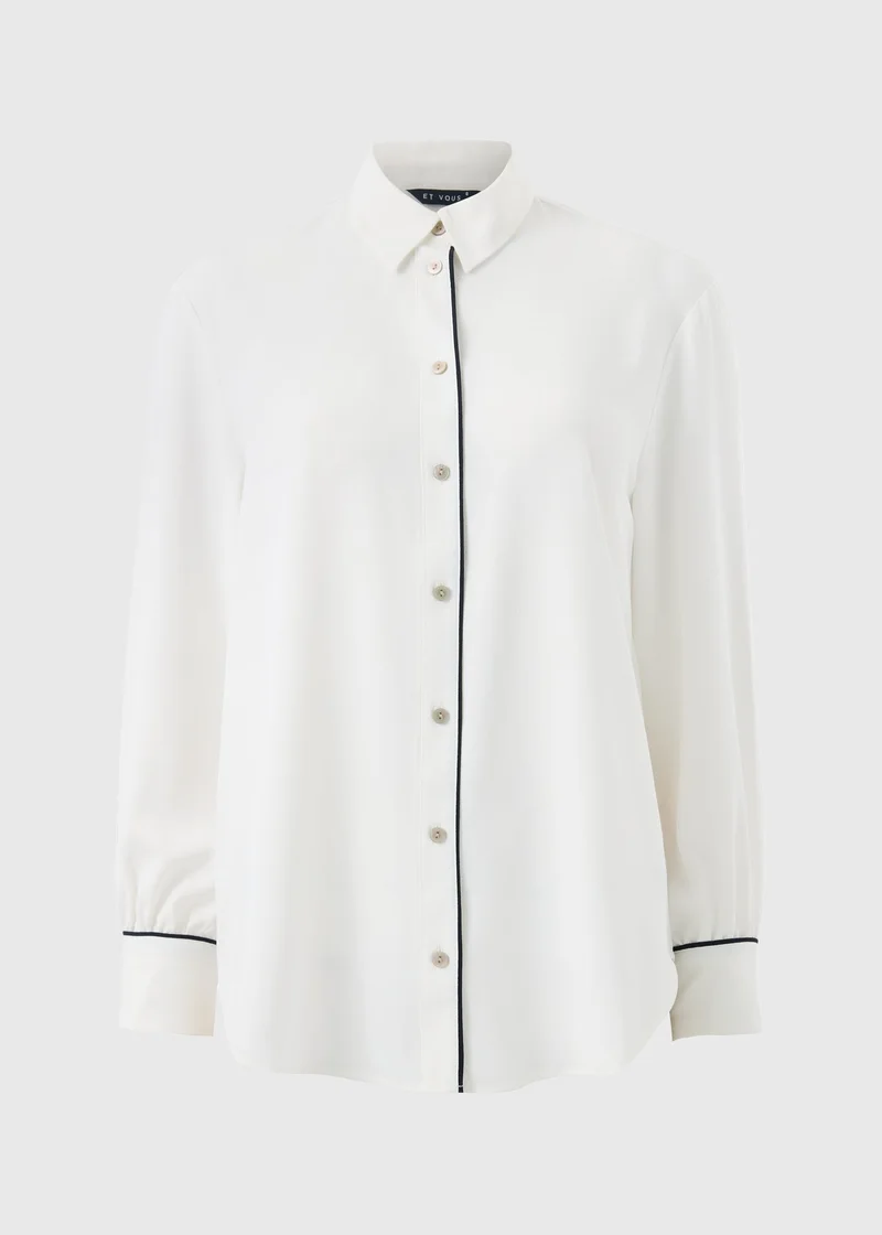 Matalan Et Vous Cream Piped Shirt