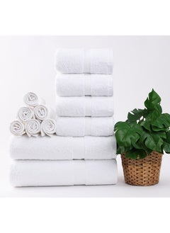 White Rose Towel White Rose 12-Piece  Set, 100% Premium Cotton 530 GSM Superior Quality, Quick Dry Highly Absorbent Thick Bathroom Soft Hotel s for Bath And Spa,  Set Includes 2 Bath s (70x140 cm), 4 Hand s (40x75 cm), 6 Washcloths (33x33 cm) White  - Image 1