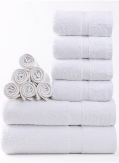 White Rose Towel White Rose 12-Piece  Set, 100% Premium Cotton 530 GSM Superior Quality, Quick Dry Highly Absorbent Thick Bathroom Soft Hotel s for Bath And Spa,  Set Includes 2 Bath s (70x140 cm), 4 Hand s (40x75 cm), 6 Washcloths (33x33 cm) White  - Image 2