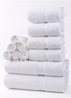 White Rose Towel White Rose 12-Piece  Set, 100% Premium Cotton 530 GSM Superior Quality, Quick Dry Highly Absorbent Thick Bathroom Soft Hotel s for Bath And Spa,  Set Includes 2 Bath s (70x140 cm), 4 Hand s (40x75 cm), 6 Washcloths (33x33 cm) White  - Image 3
