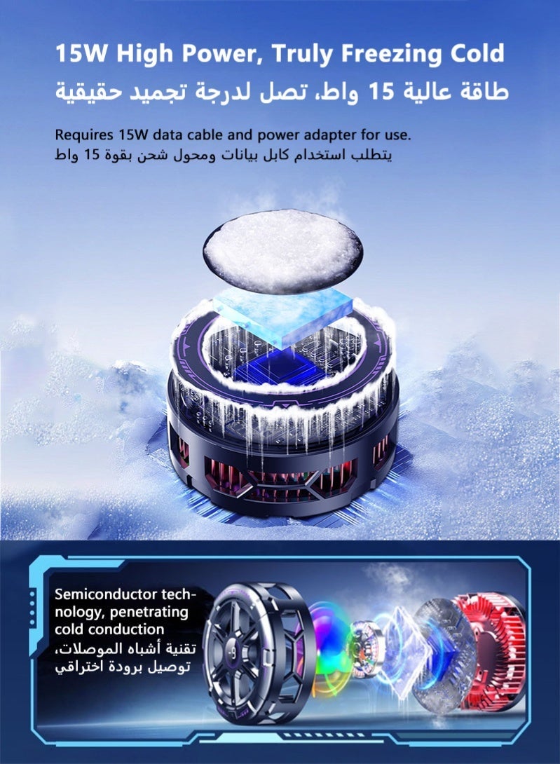 ZAFRA Magnetic Phone Cooler, Semiconductor Phone Cooling Fan with Smart Temp Control & RGB Lighting, Phone Fan Cellphone Radiator Back Clip, Low Noise for Gaming Tiktok Live Streaming ect - Image 5