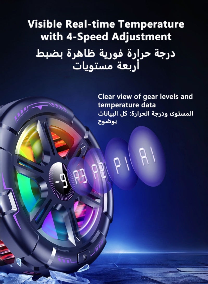 ZAFRA Magnetic Phone Cooler, Semiconductor Phone Cooling Fan with Smart Temp Control & RGB Lighting, Phone Fan Cellphone Radiator Back Clip, Low Noise for Gaming Tiktok Live Streaming ect - Image 4