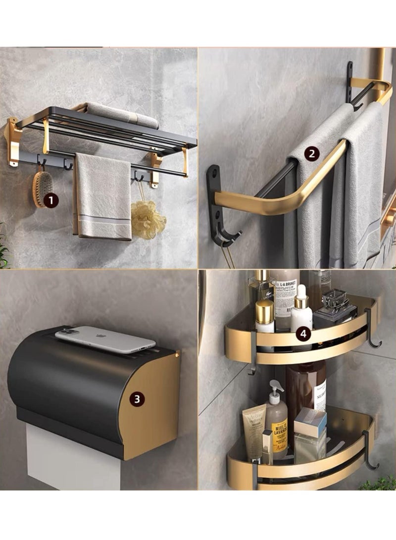 MONOGUE 4PCS Bathroom Access4PCS Bathroom Accessories Bath Hardware Set, Towel Holder, Towel Rack, Waterproof Tissue Box, Double Wall Hanging Basket. - Image 1