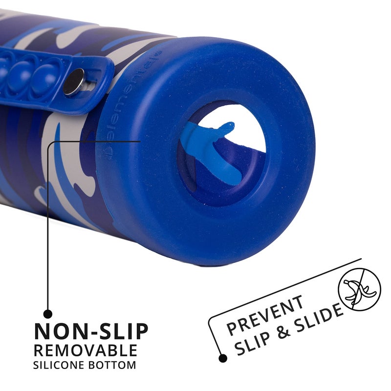 Elemental Iconic Kids Water Bottle for School - 100% Leak-Proof Insulated Water Bottles with Straw Lid & Pop-It Handle for Boys & Girls - Triple-Wall Insulated & BPA-Free, 14oz - Blue Camo - Image 5