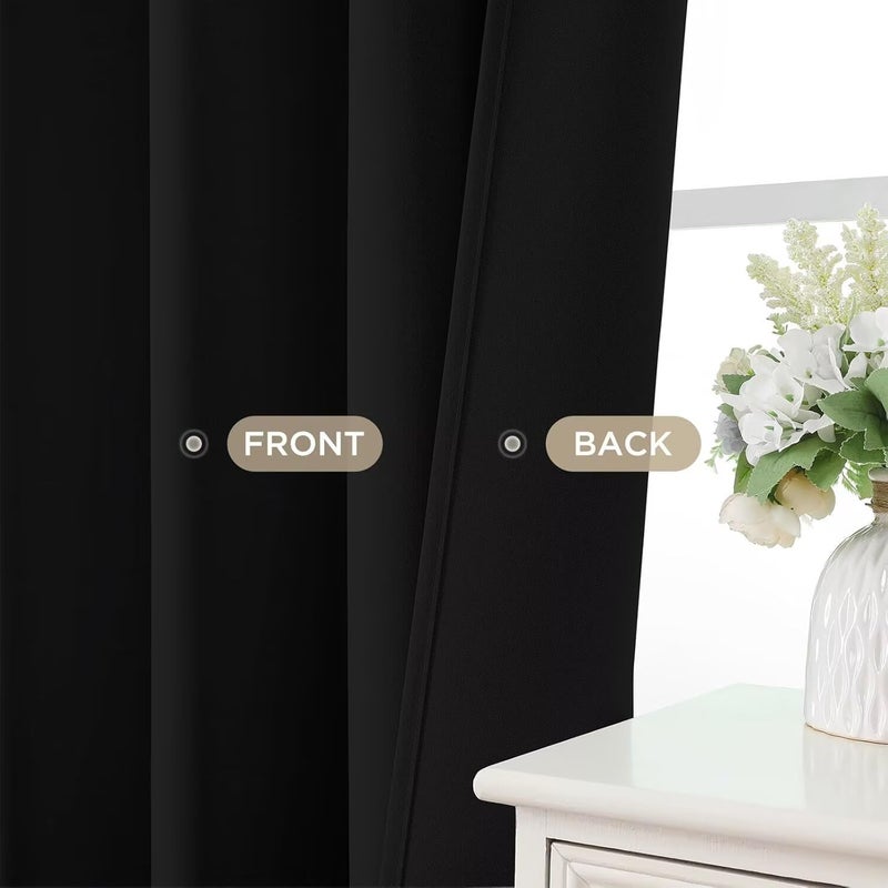 Joydeco Black Curtains 84 inch Long, Blackout Curtains for Bedroom, Thermal Insulated Privacy Room Darkening Drapes for Living Room, Black Out Drapes with Rod Pocket Back Tab 2 Panels - Image 5