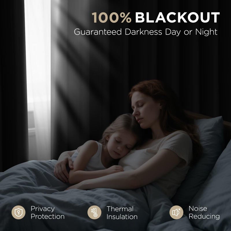 Joydeco Black Curtains 84 inch Long, Blackout Curtains for Bedroom, Thermal Insulated Privacy Room Darkening Drapes for Living Room, Black Out Drapes with Rod Pocket Back Tab 2 Panels - Image 3