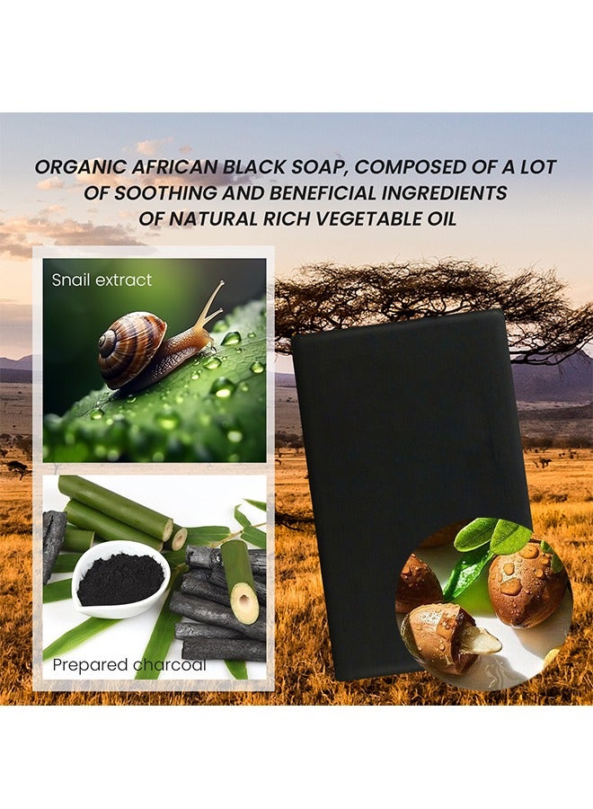 EELHOE African Black Soap - Black Shampoo Bar for Dry Skin Pimples and Blackhead Hydrate Nourish and Clean Impurities with Coconut Olive Oil and Shea Butter Face and Body Wash Multi Use Soap 100 - Image 5