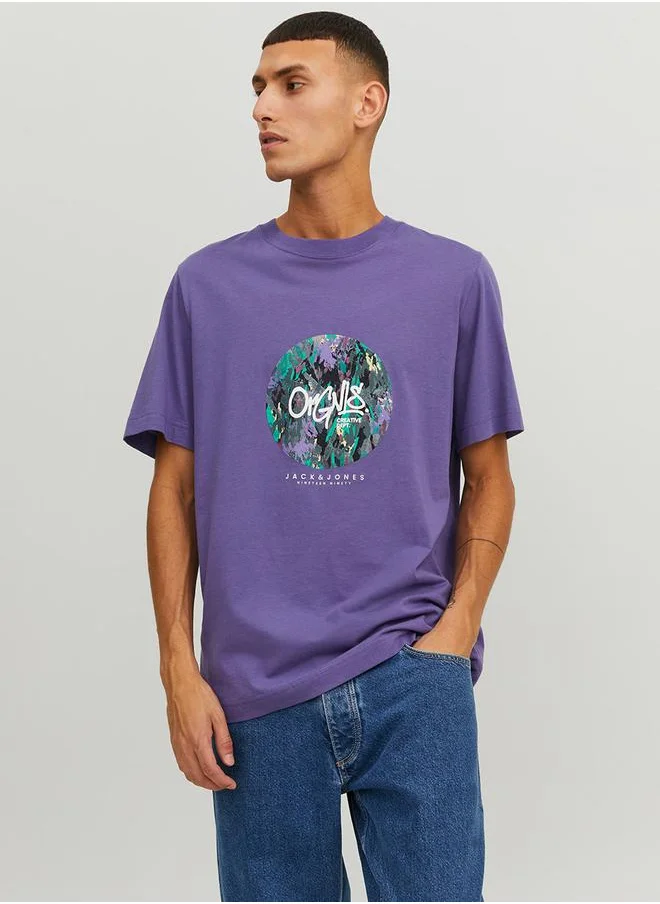 JACK & JONES Logo Print Crew Neck T-Shirt
