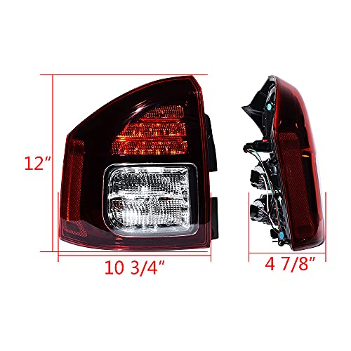 Astra Depot Accessories Tailight Assembly Clear Red Lens Taillights Rear Lamp Brake LED Signal DRL Fits OE 5272909AA 5272909AB (LEFT, For 2014-17 Jeep Compass) - Image 3