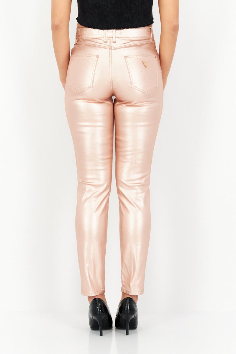 GUESS Women Skinny Fit Plain Jeans, Peach - Image 2