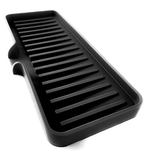 Happitasa Silicone Soap Dish Tray and Sponge Holder with Drain Chute | Bathroom and Kitchen Sink Organizer Caddy (Black, 9"x3.5", 5.6 Ounces) - Image 3