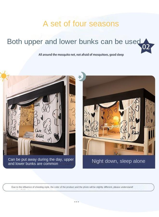 Bluejw ستارة سرير مع حواجز ستائر مدمجة لشبكة ناموسية في السكن الجامعي مع ستارة لولبية علوية وسفلية للطلاب - Image 5