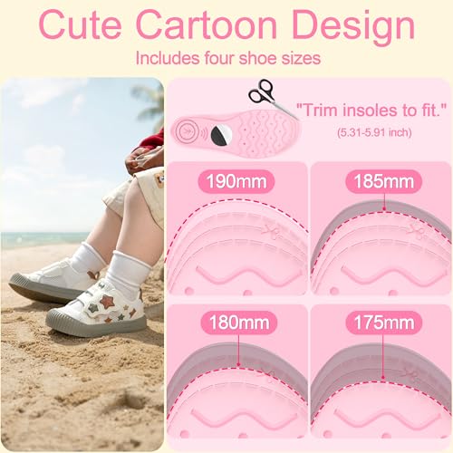 RFUNGUANGO Insoles for Airtag Hidden Holder, Tracker Devise Case for Kids, Comfortable Inserts for Shoes，Pink Rainbow (Pink, 6.89-7.48IN 10 Toddler-12.5 Toddler) - Image 2