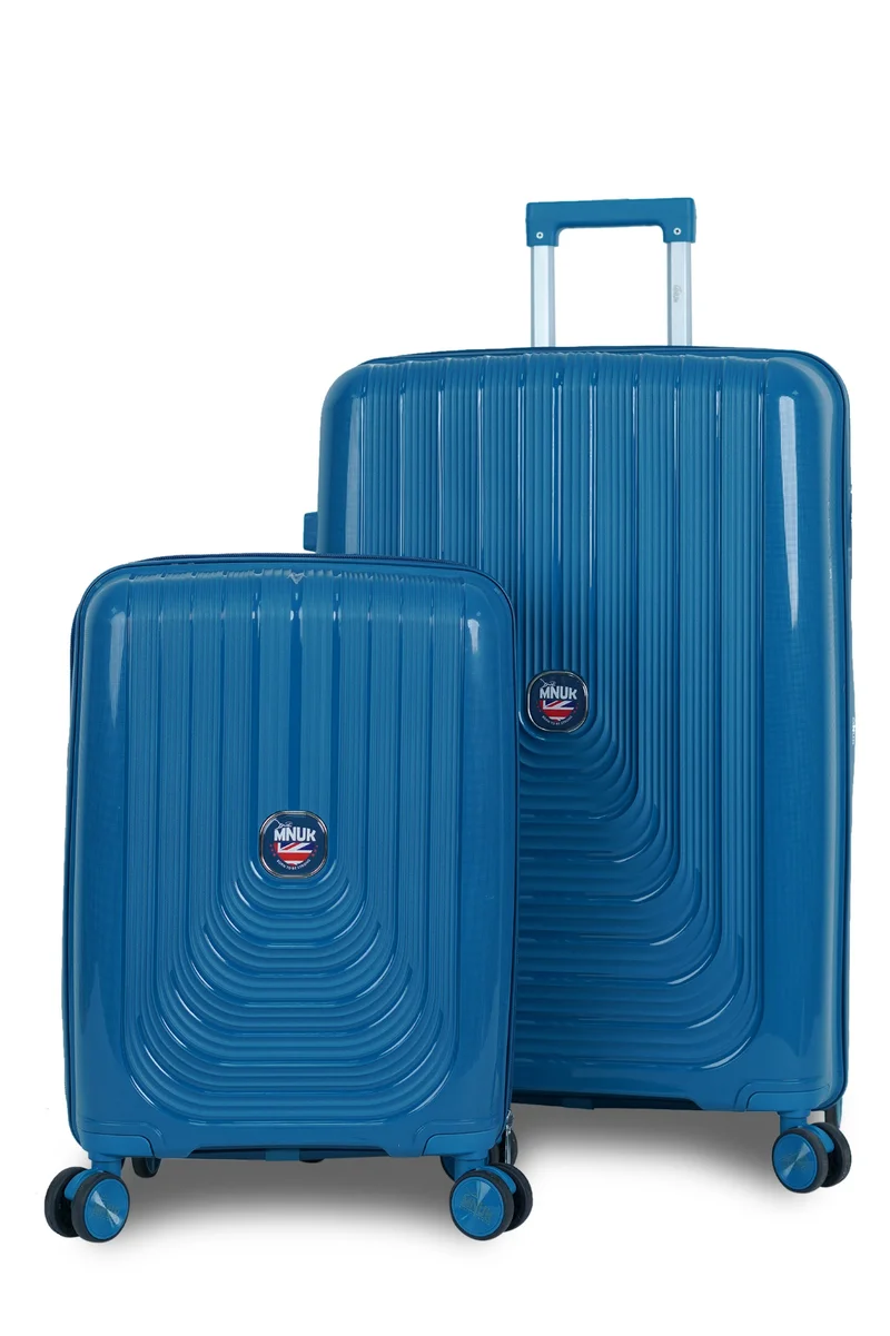 MNUK Viajero Stra Ordinario Set of 2 Luggage| Polypropylene (PP) Hardside Luggage Trolley|Double 360° 4 Wheeler| Cabin-20 Inch, Large-28 Inch|Blue