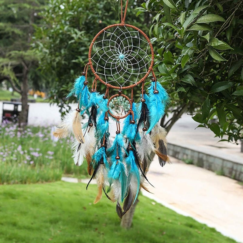 Awlee Dream Catchers Tree of Life with Handmade Feather Blue Dreamcatcher for Kids Boys Bedroom Wall Hanging Decor Nursery Wall Art Ornament Craft Decoration - Image 2