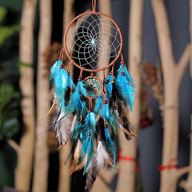 Awlee Dream Catchers Tree of Life with Handmade Feather Blue Dreamcatcher for Kids Boys Bedroom Wall Hanging Decor Nursery Wall Art Ornament Craft Decoration - Image 4