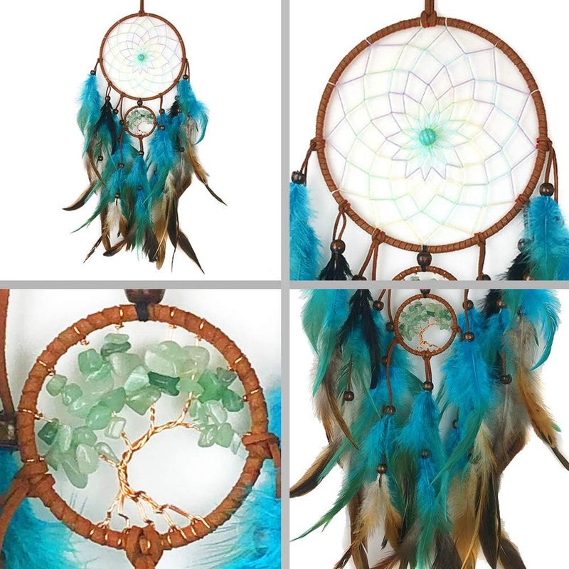 Awlee Dream Catchers Tree of Life with Handmade Feather Blue Dreamcatcher for Kids Boys Bedroom Wall Hanging Decor Nursery Wall Art Ornament Craft Decoration - Image 3