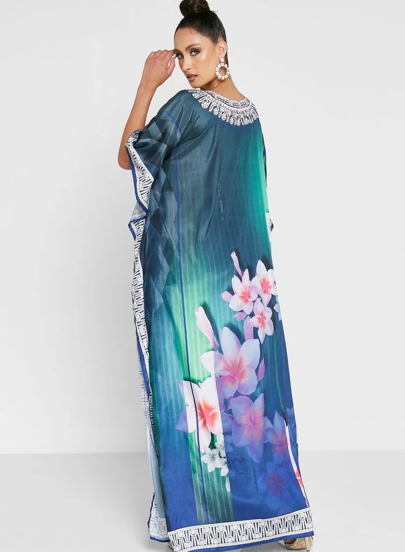 ARABIAN CLOSET 2 Pack Kimono Sleeve Printed Kaftan