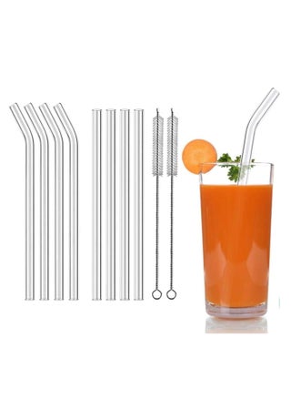 Pack of 8pcs reusable glass straws for milkshakes, frozen drinks, smoothies, bubble tea, juice, coffee, 10 mm diameter, 2 cleaning brushes - pzsku/Z035993068837C5DAC0ECZ/45/_/1699186995/942e44ba-1f53-4748-ba2e-9cf2b39246cd