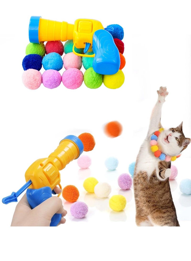 Dougez Interactive Cat Toy Set with Pom Pom Balls and Launcher - Fun for Indoor Cats - Image 1
