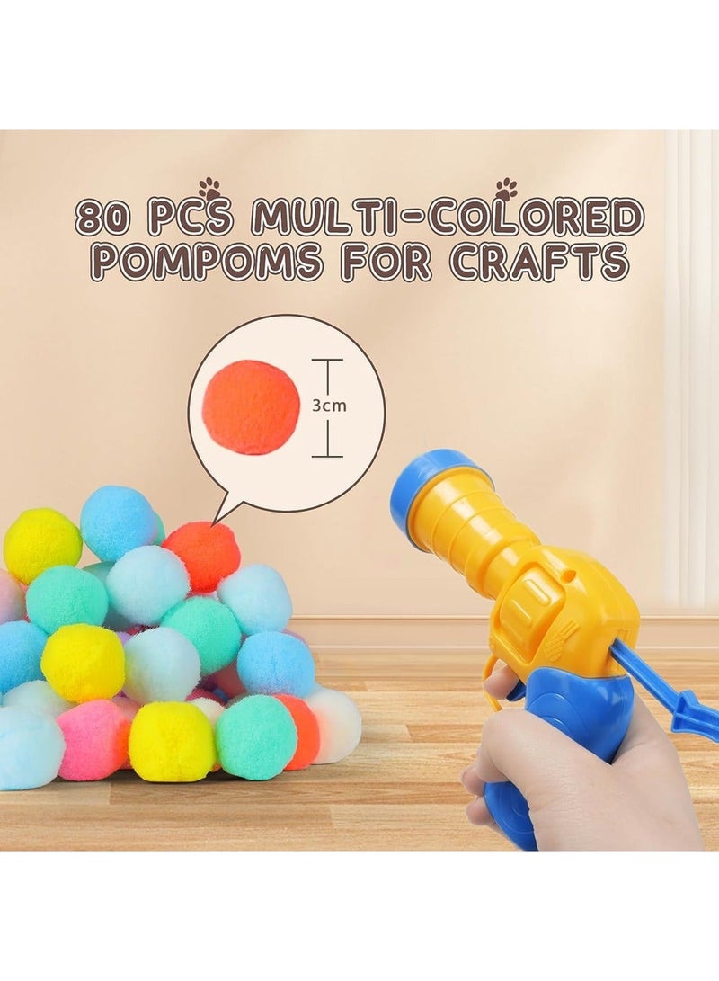 Dougez Interactive Cat Toy Set with Pom Pom Balls and Launcher - Fun for Indoor Cats - Image 3