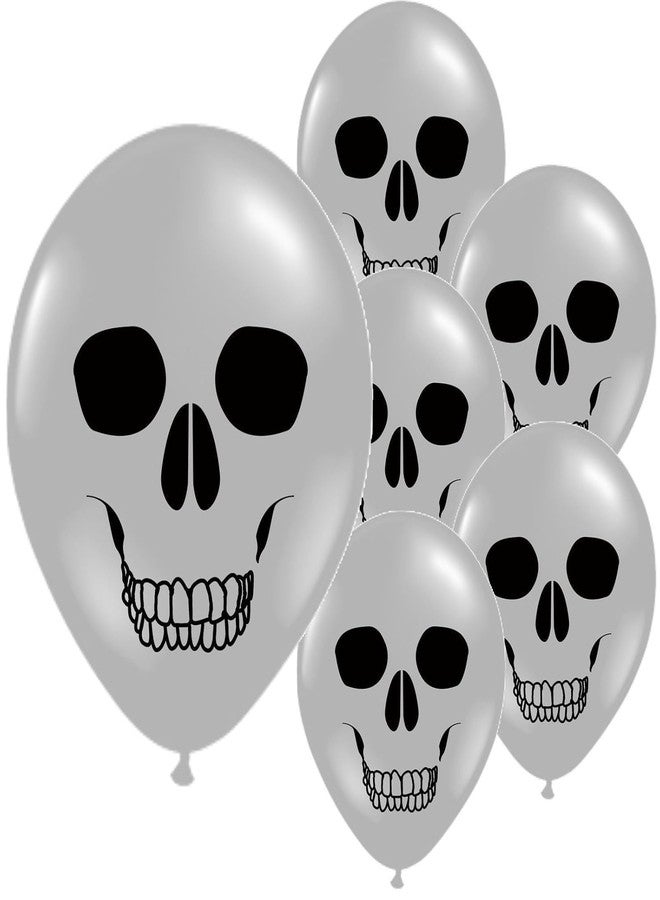 HK balloons Rubber 50Pcs Halloween Skull Decorations Items For Printed Balloons Skull Themed Pumpkin White Balloons Set For Halloween Celebration Party Decoration Balloons - Image 1