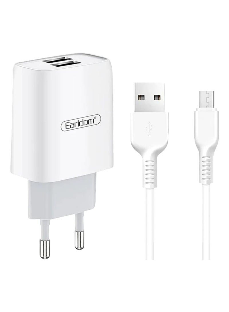 أيرلدوم شاحن  مزدوج 2.4 امبير مزدوج مع كابل مايكرو  سريع الشحن متوافق مع جميع الأجهزة