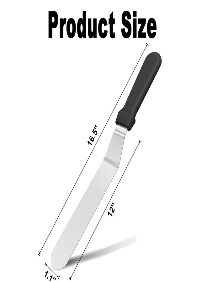 Lmoszuak 12" large Angled Icing Spatula,Lmoszuak Professional food grade stainless steel cake spatula,with Sturdy & Durable Handle Cake Spatula,Frosting smoother spatulas for cake decorating,Baking - Image 2