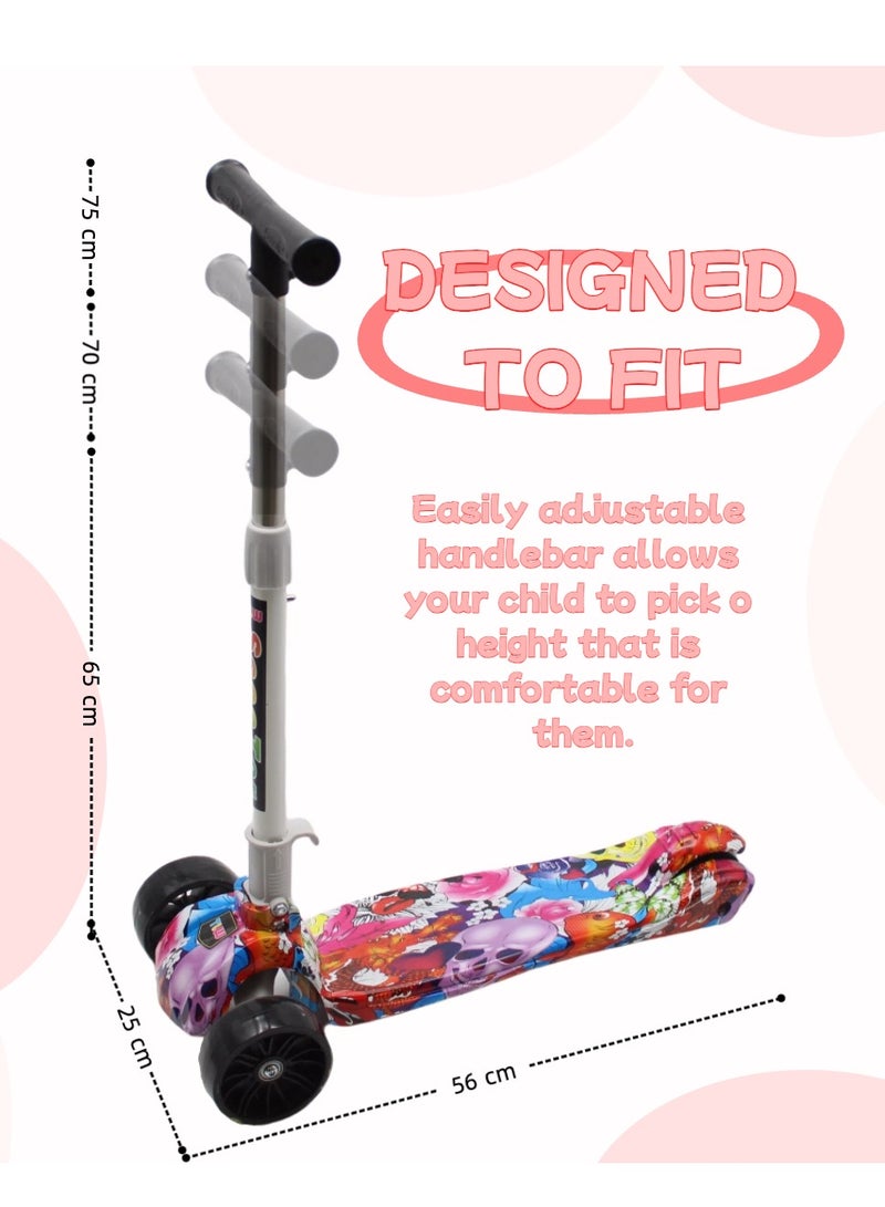 إيزي فيتشور سكوتر أطفال قابل للطي مثالي للأطفال من عمر 3 إلى 8 سنوات من إيزي فيوتشر، مزود بمقبض قابل لتعديل الارتفاع، وعجلات من البولي يوريثان بإضاءة LED، وفرامل خلفية، وموسيقى. - Image 2