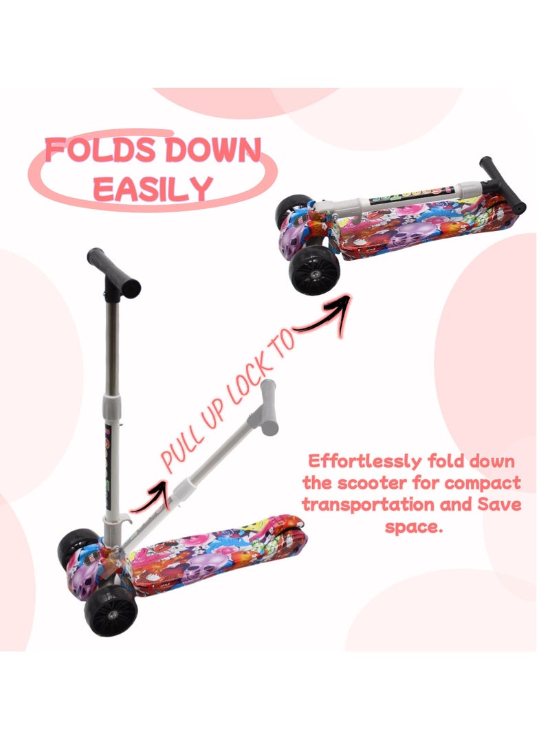 إيزي فيتشور سكوتر أطفال قابل للطي مثالي للأطفال من عمر 3 إلى 8 سنوات من إيزي فيوتشر، مزود بمقبض قابل لتعديل الارتفاع، وعجلات من البولي يوريثان بإضاءة LED، وفرامل خلفية، وموسيقى. - Image 3