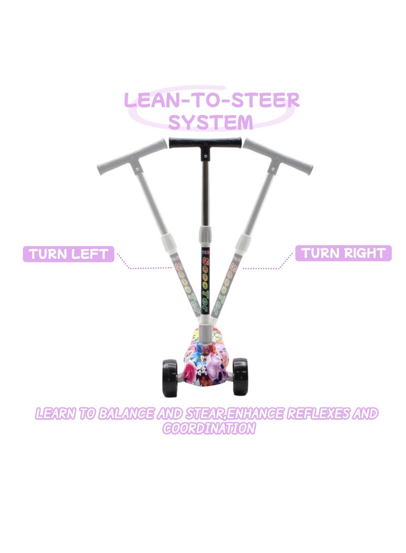 إيزي فيتشور سكوتر أطفال قابل للطي مثالي للأطفال من عمر 3 إلى 8 سنوات من إيزي فيوتشر، مزود بمقبض قابل لتعديل الارتفاع، وعجلات من البولي يوريثان بإضاءة LED، وفرامل خلفية، وموسيقى. - Image 4