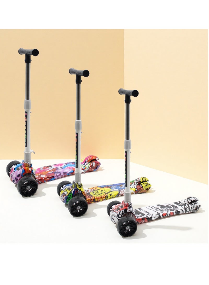 إيزي فيتشور سكوتر أطفال قابل للطي مثالي للأطفال من عمر 3 إلى 8 سنوات من إيزي فيوتشر، مزود بمقبض قابل لتعديل الارتفاع، وعجلات من البولي يوريثان بإضاءة LED، وفرامل خلفية، وموسيقى. - Image 5